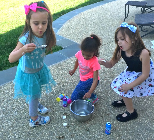 blowing bubbles